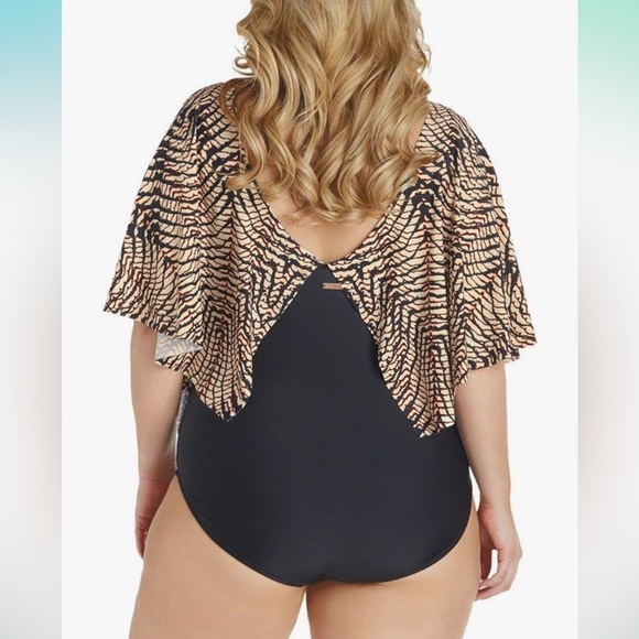 Raisins Swimsuit Stingray Flounce One Piece 24W - Picture 2 of 8